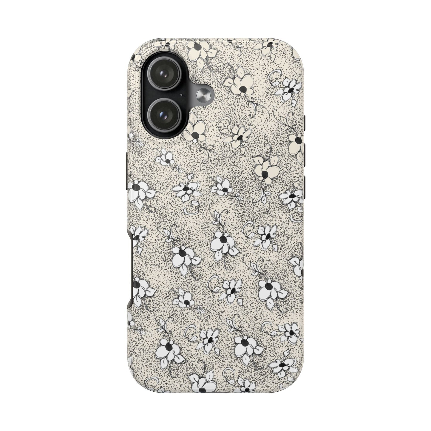 Daisy Flecks Ivory / Black Phone Case
