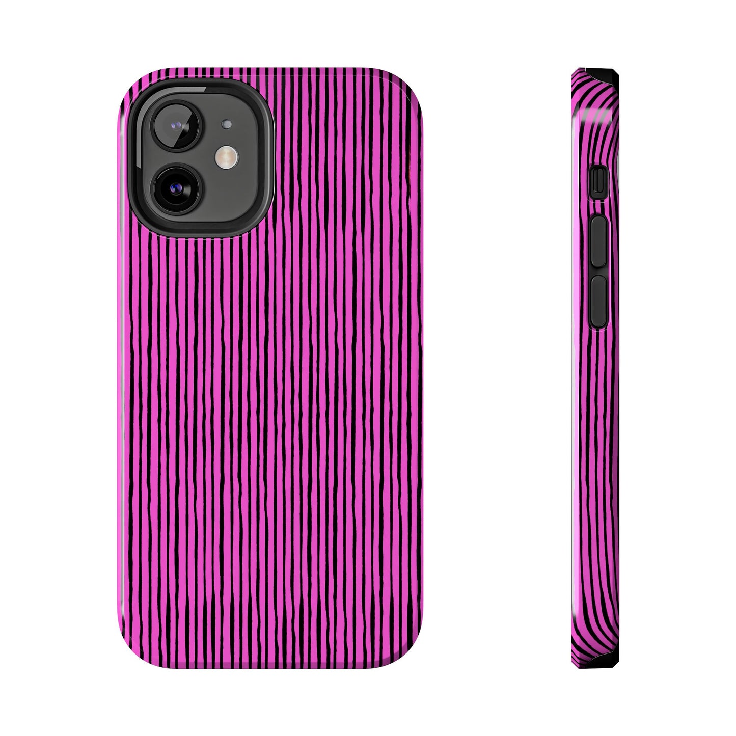 Quirky Pin Stripe Pink / Black Phone Case