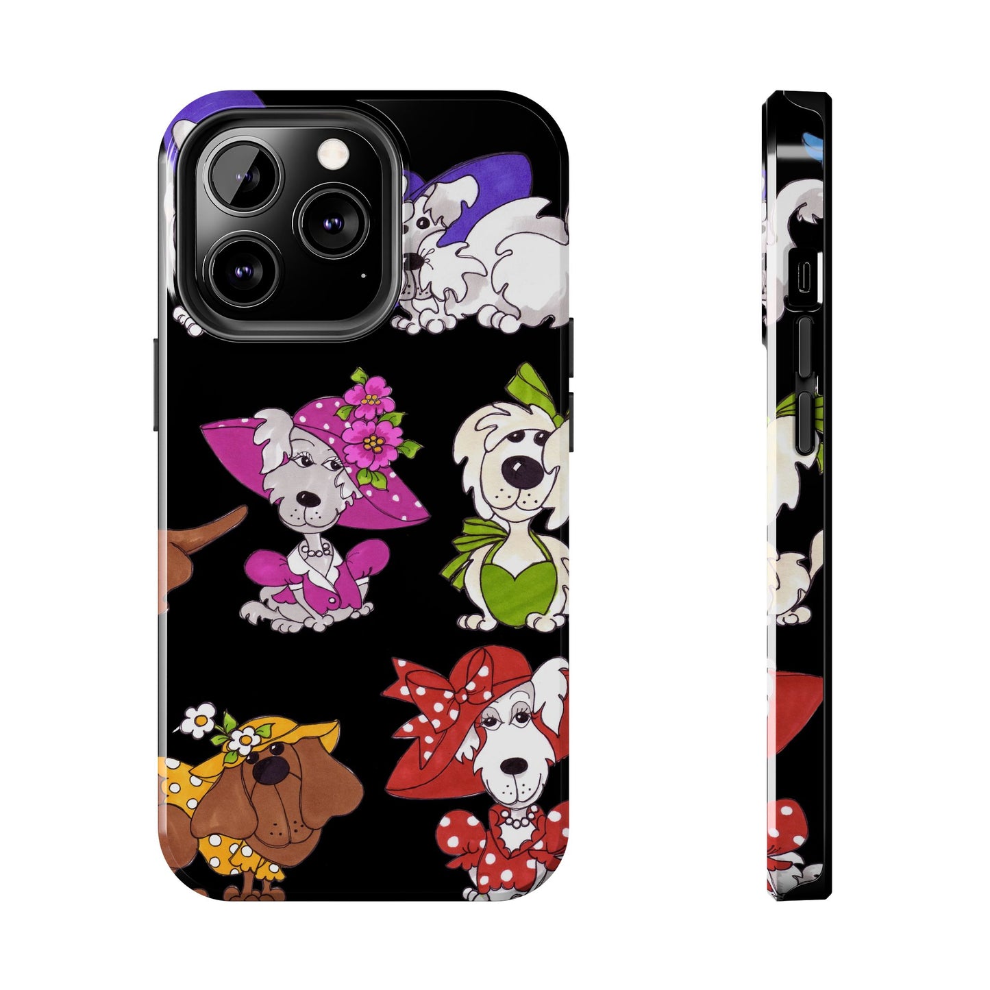 Fancy Dog Line Up Black Phone Case
