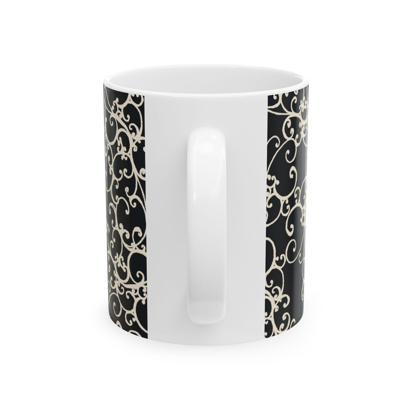 Elegant Scroll Black / Ivory Cup