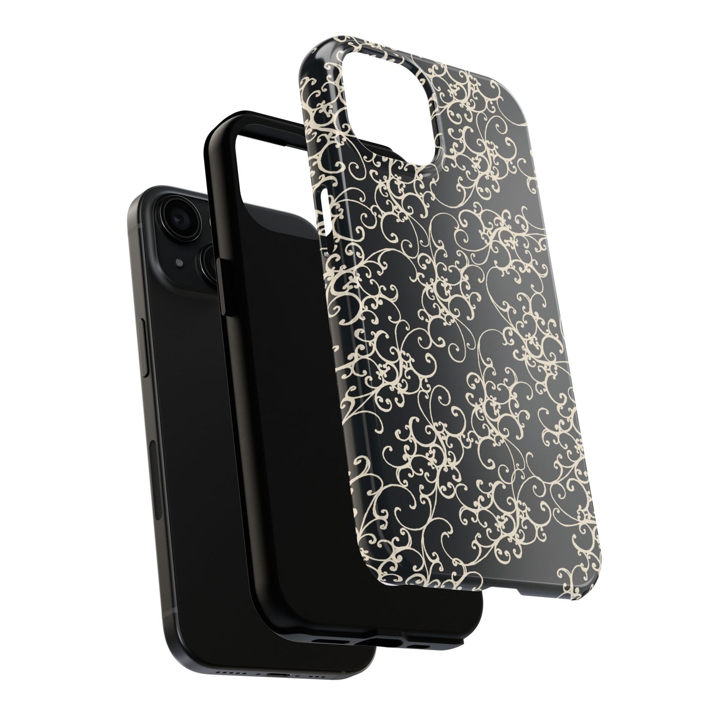 Elegant Scroll Black / Ivory Phone Case