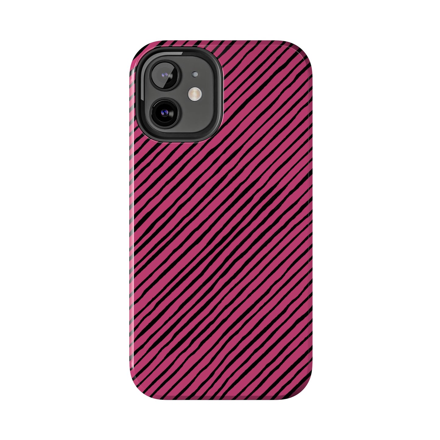 Quirky Bias Stripe Magenta / Black Phone Case