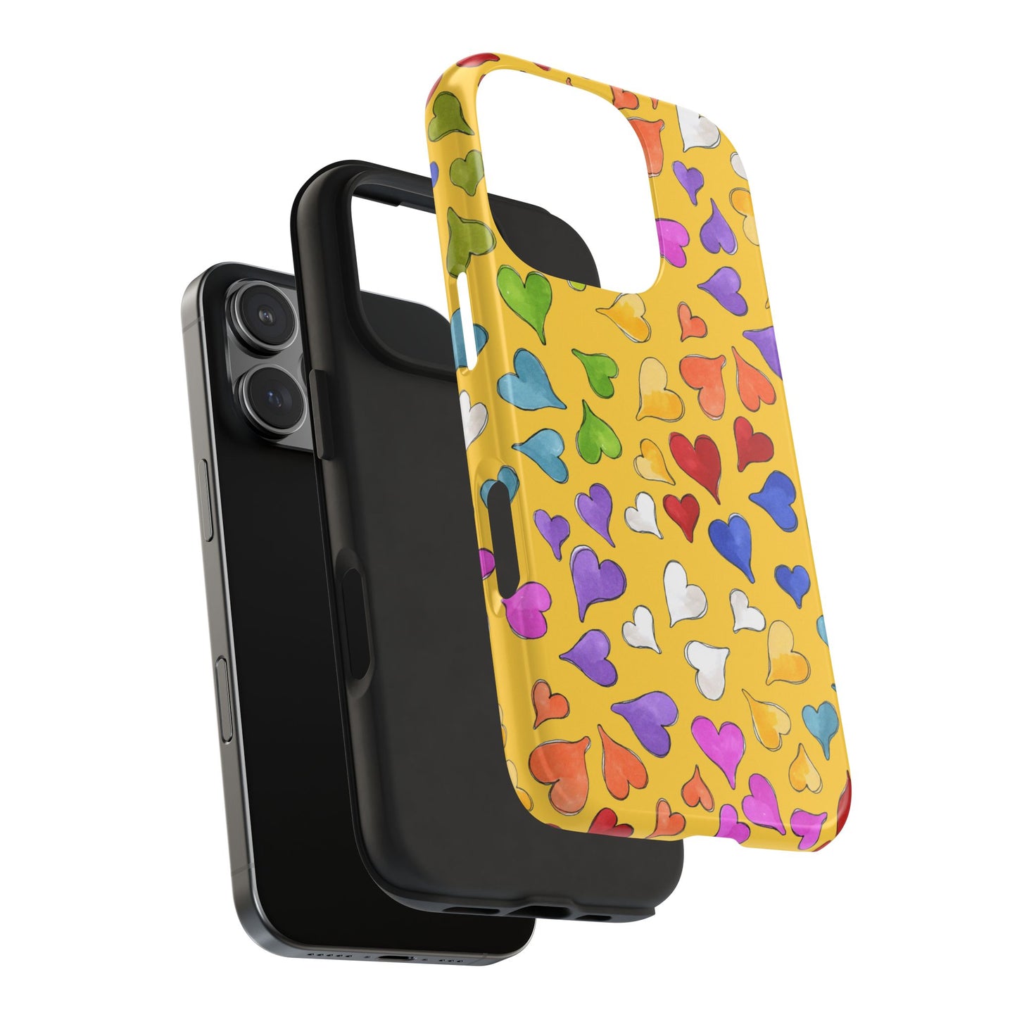 Happy Hearts Yellow Phone Case