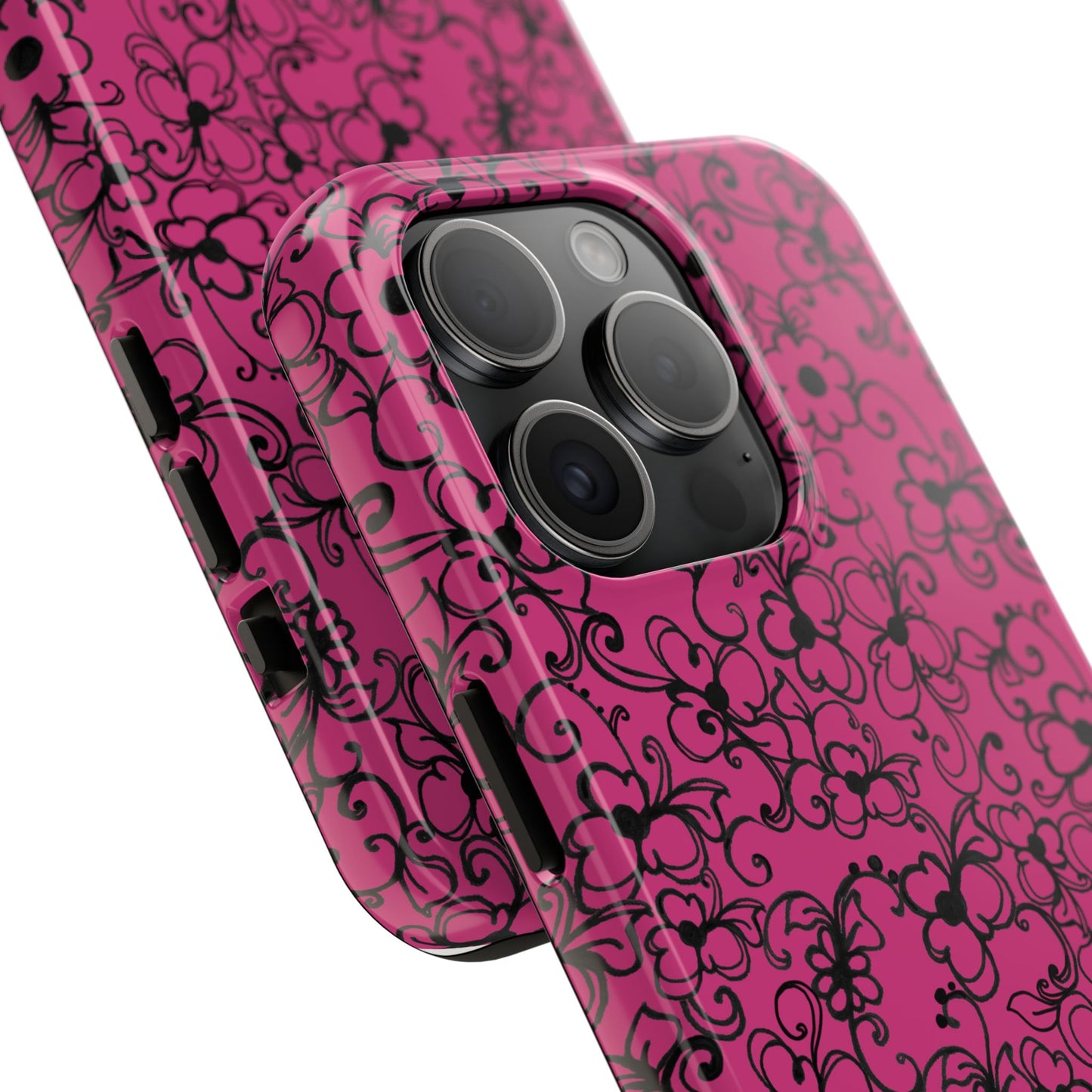 Daisy Jungle Pink / Black Phone Case