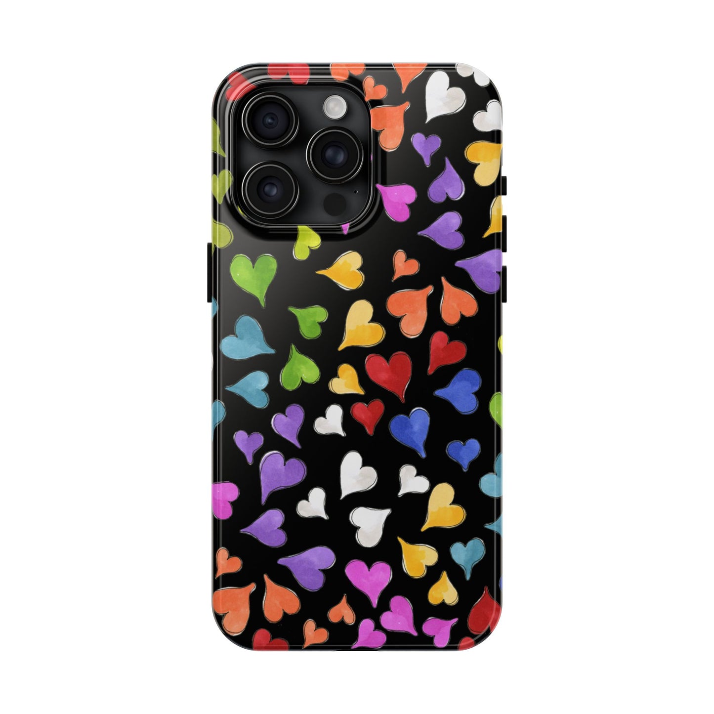 Happy Hearts Black Phone Case
