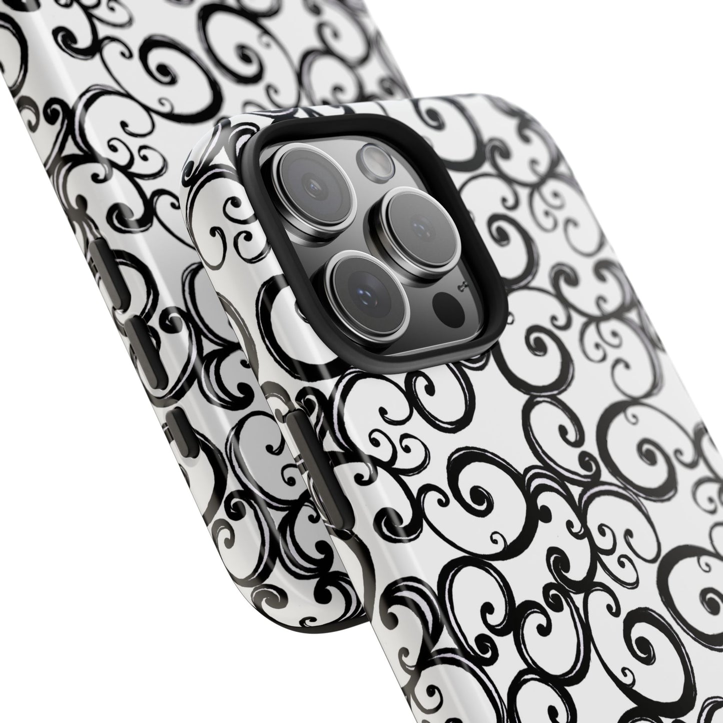Curls White / Black Phone Case