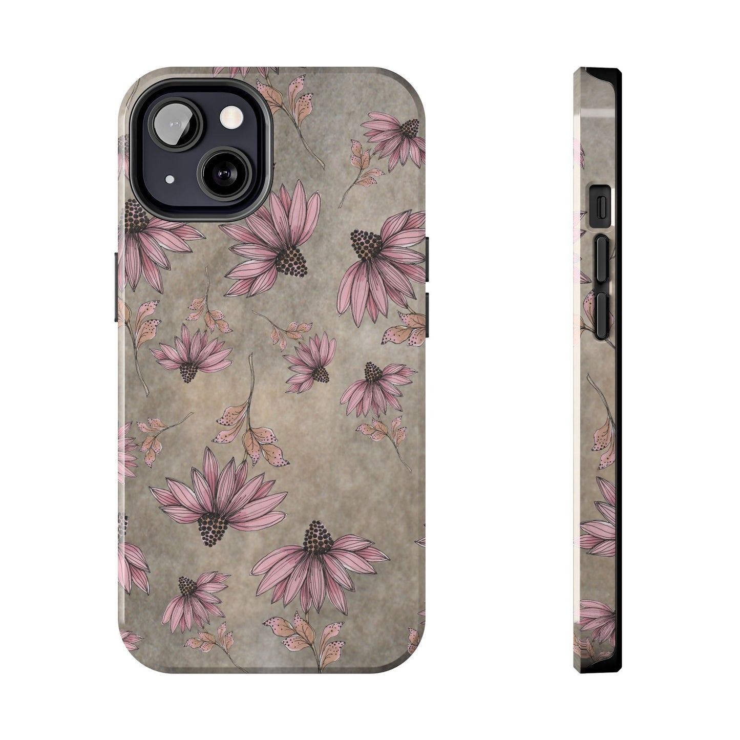 Wild Cone Flowers Taupe Marble Phone Case