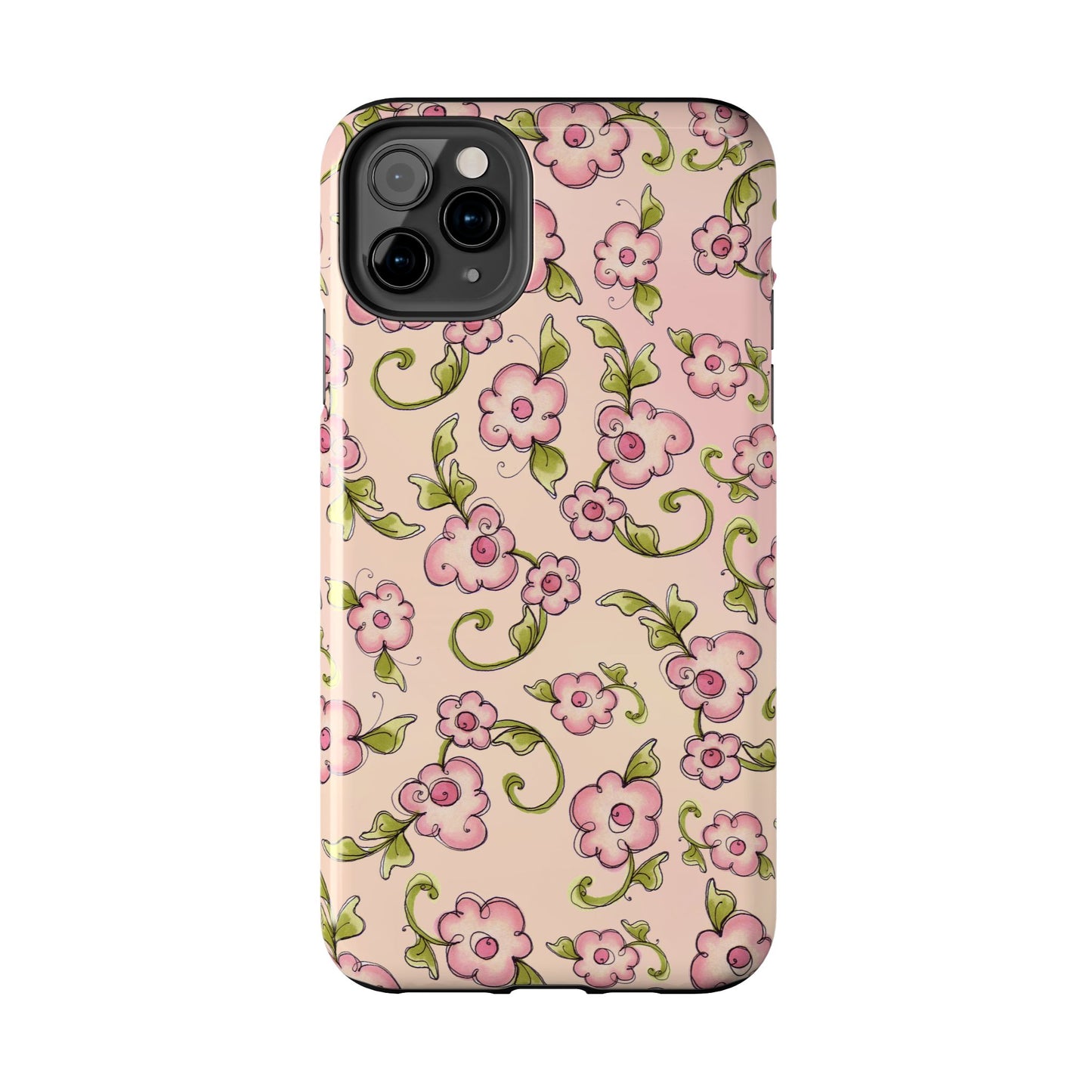Scroll Daisies Peach / Peach Phone Case