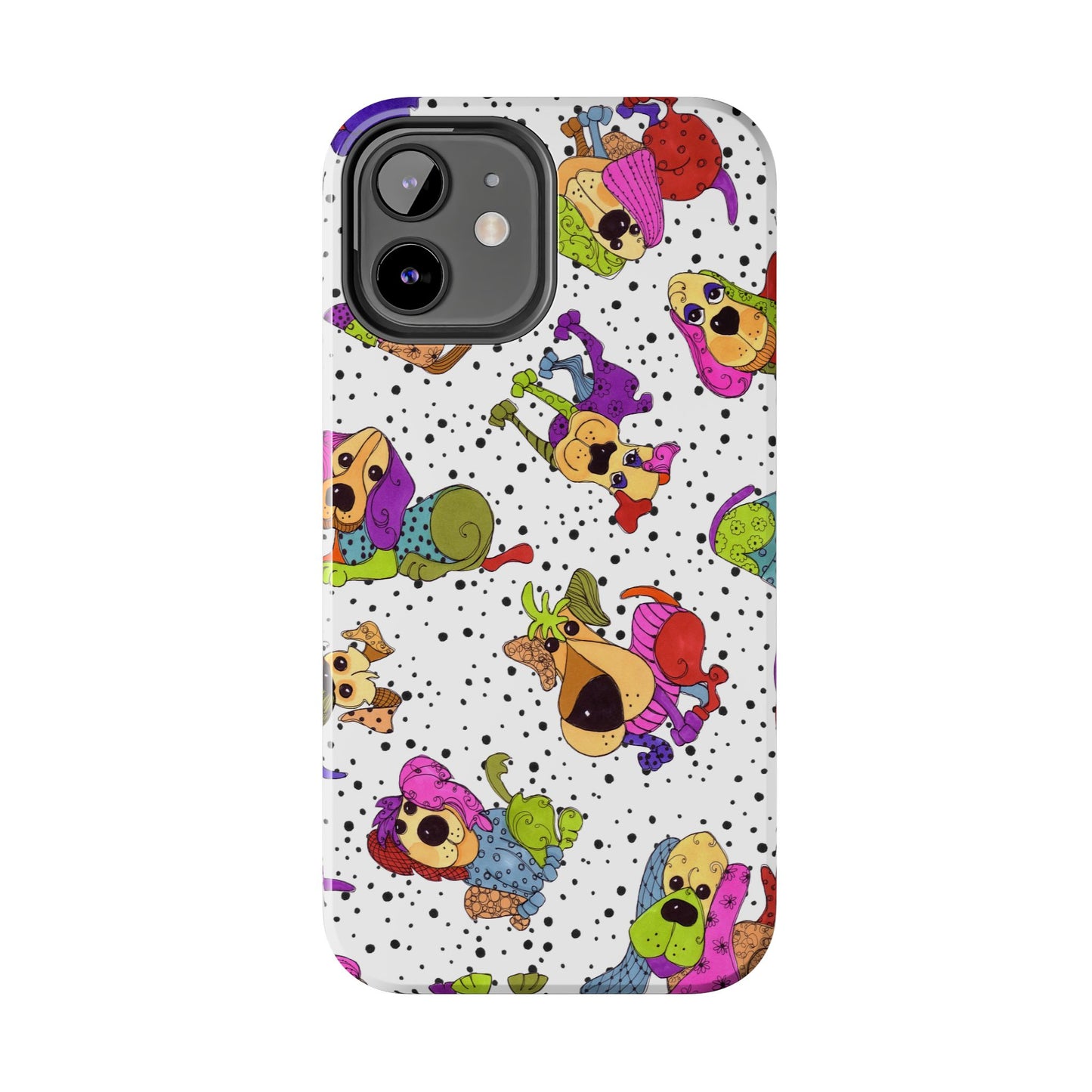 Tossed Happy Dogs White Phone Case