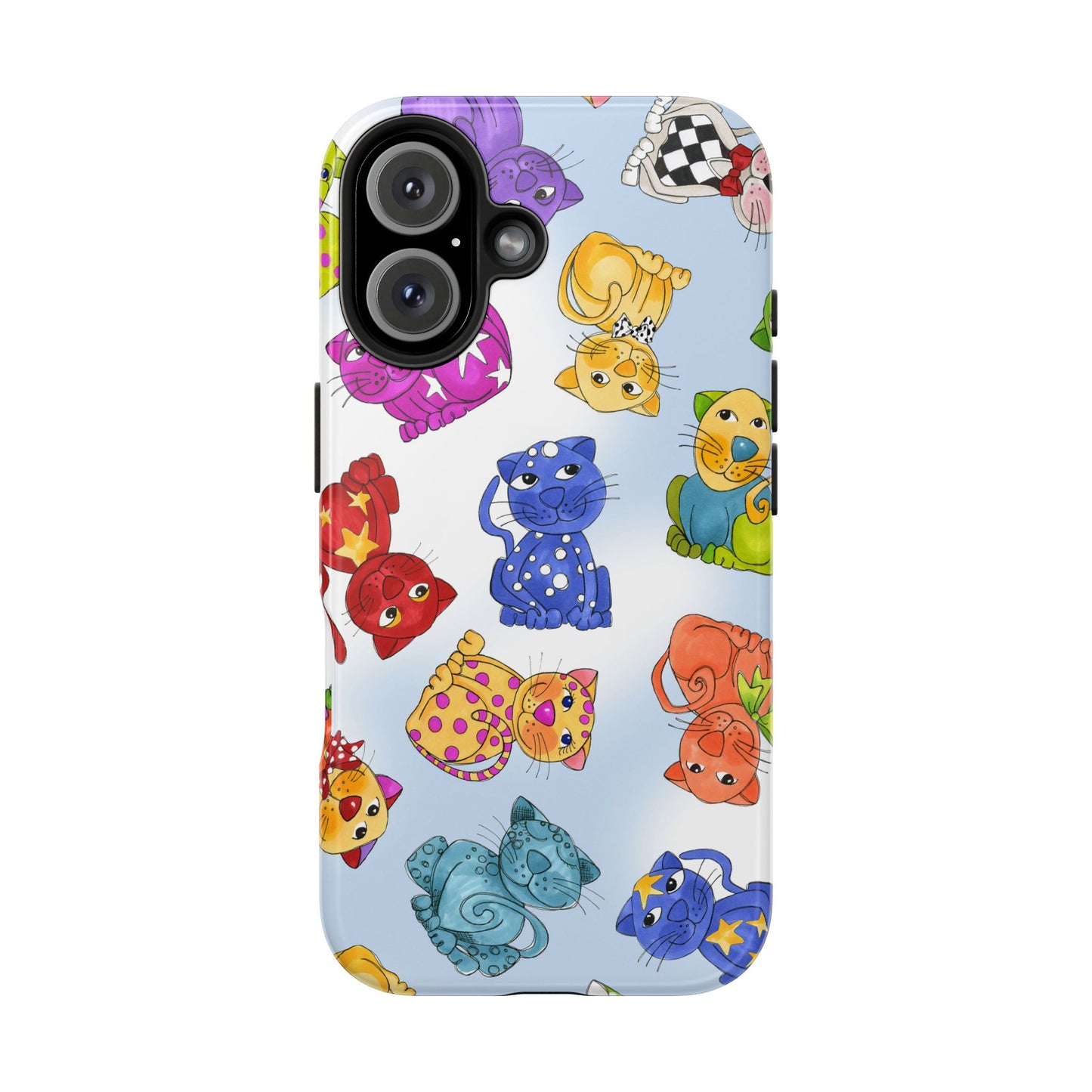 Tossed Happy Cats Blue Sky Phone Case