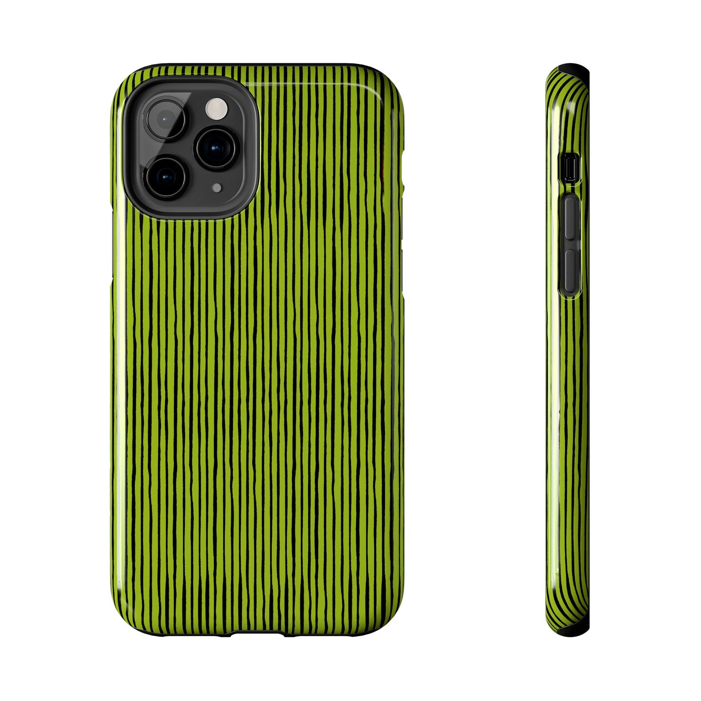 Quirky Pin Stripe Green / Black Phone Case
