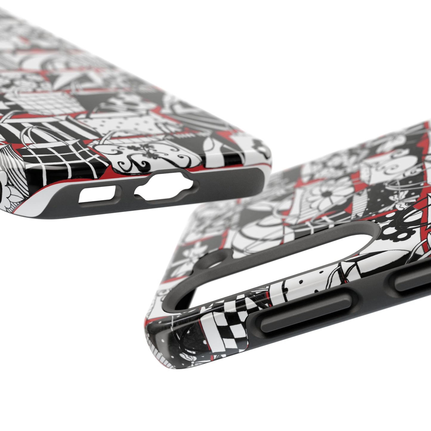 Totally Black, White & Red Phone Case
