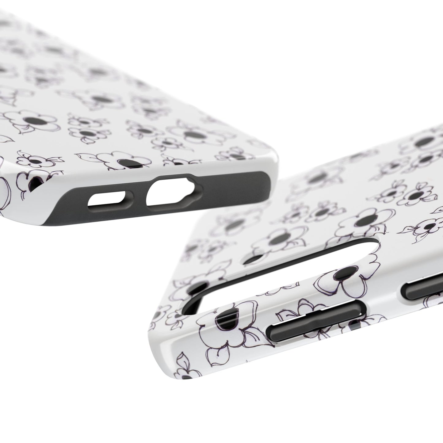 Daisy Cluster White / Black Phone Case