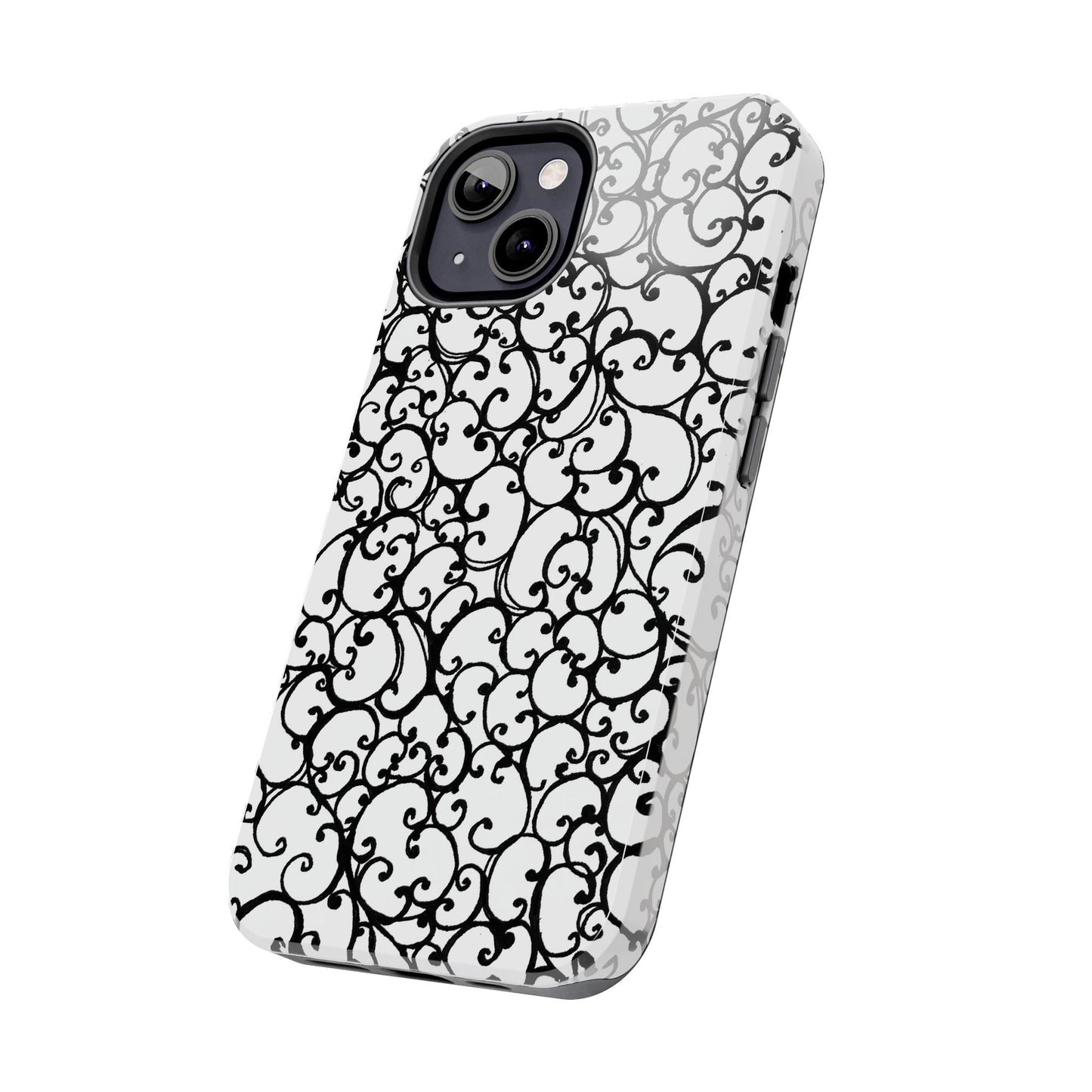 Scrollie White / Black Phone Case