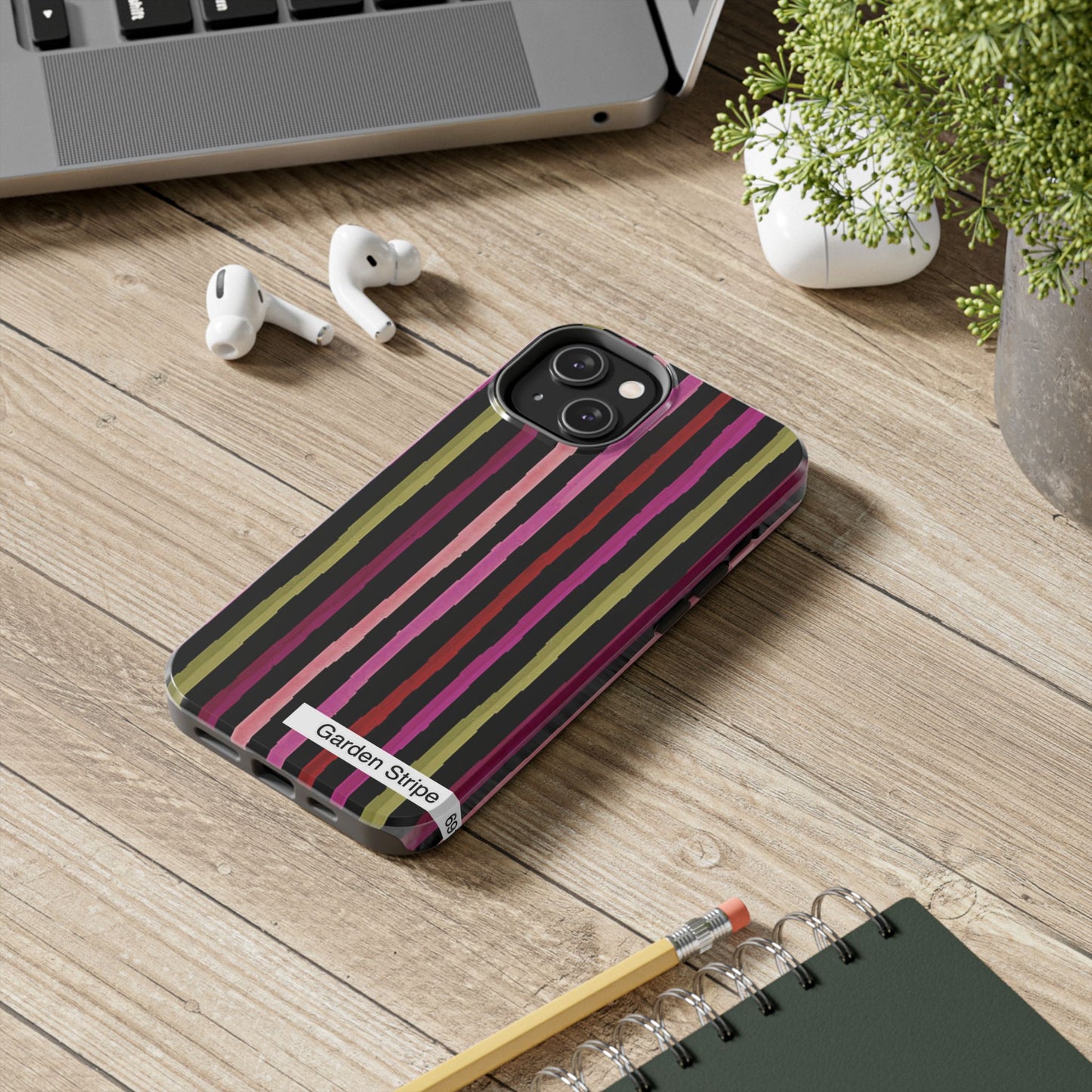 Garden Stripe Black Phone Case