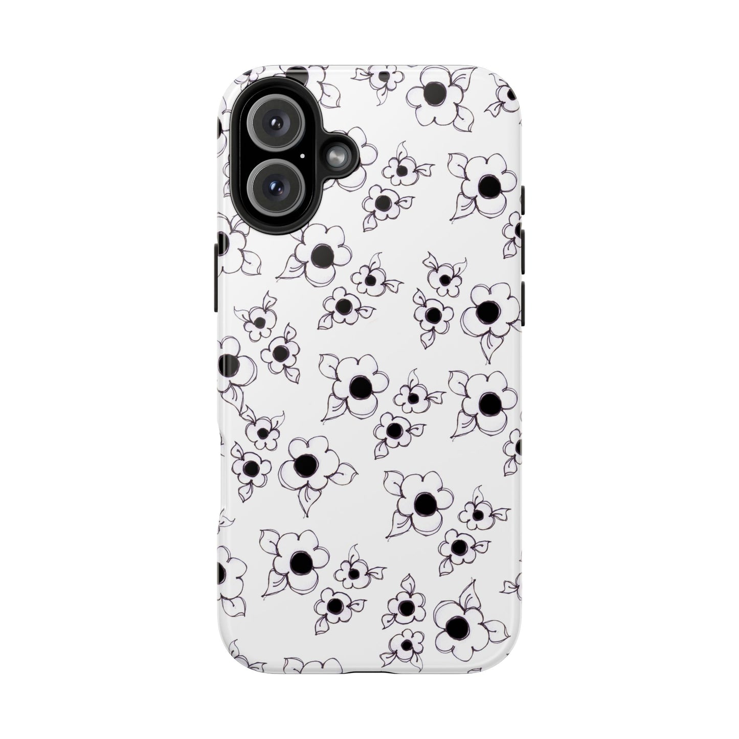 Daisy Cluster White / Black Phone Case
