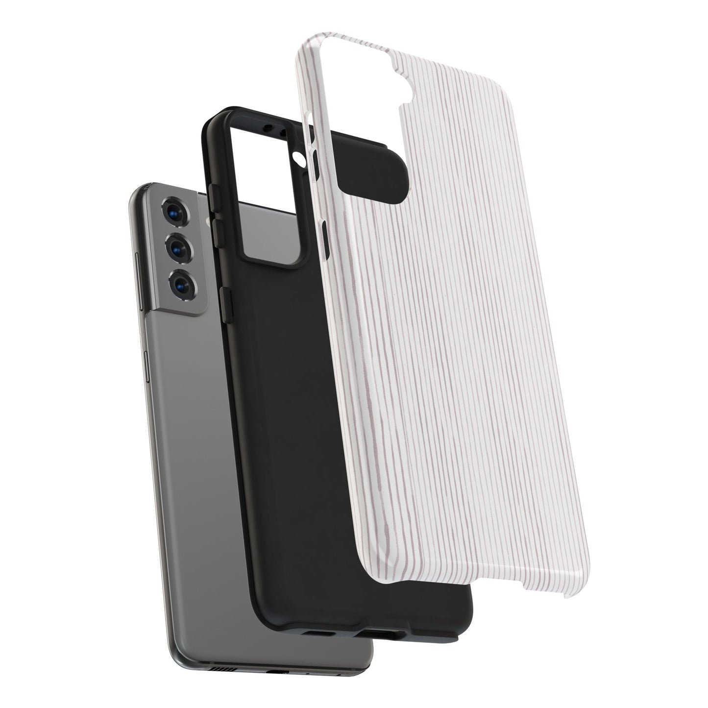 Happy Stripe White / Silver Phone Case