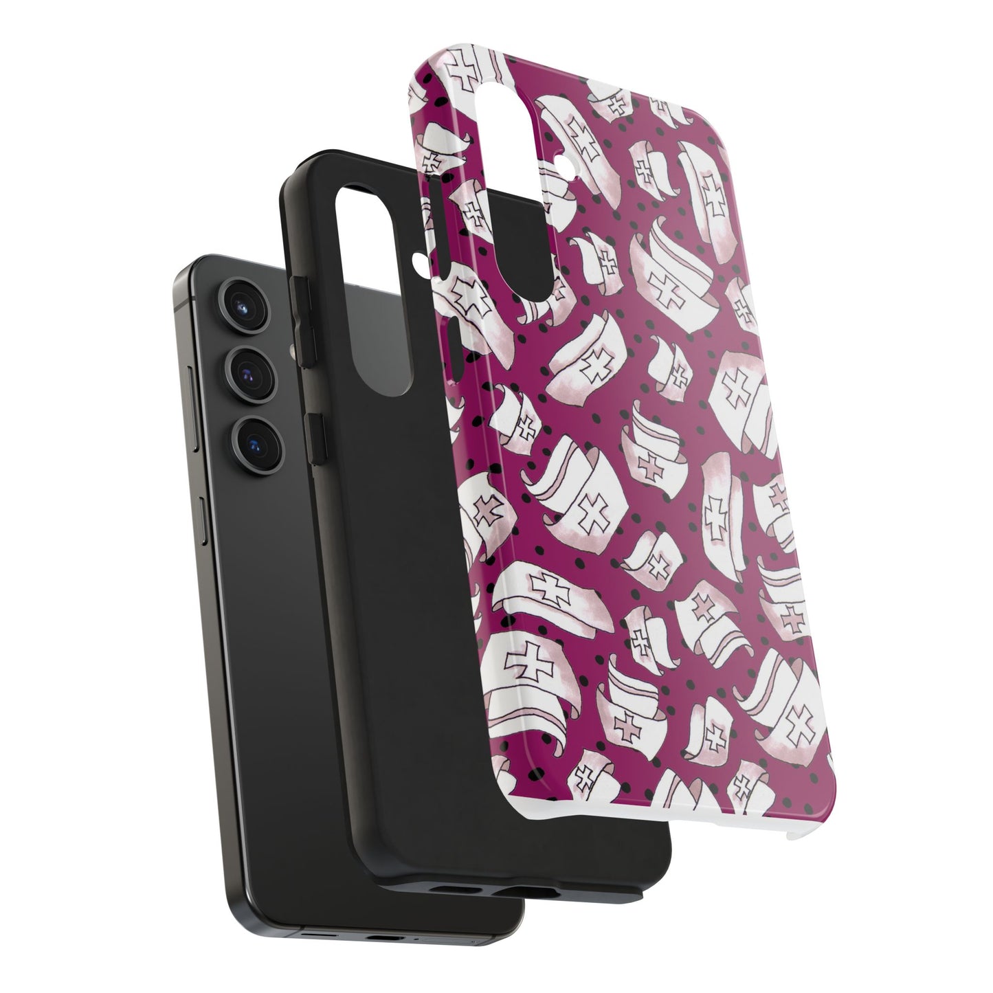 Med Hats Burgundy / Black Phone Case