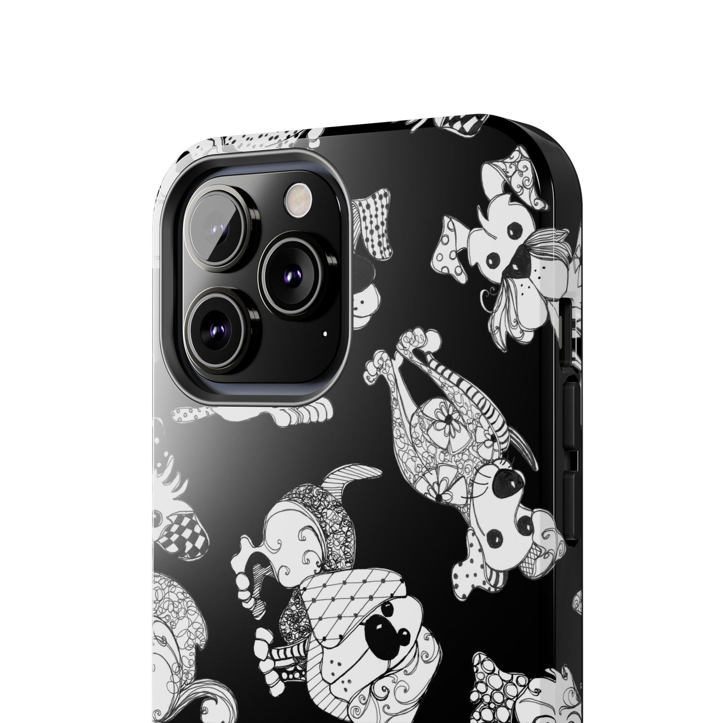 Doodle Dogs Black Phone Case