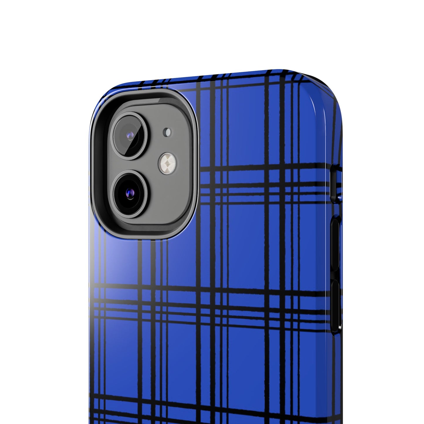 Glad Plaid Blue / Black Phone Case