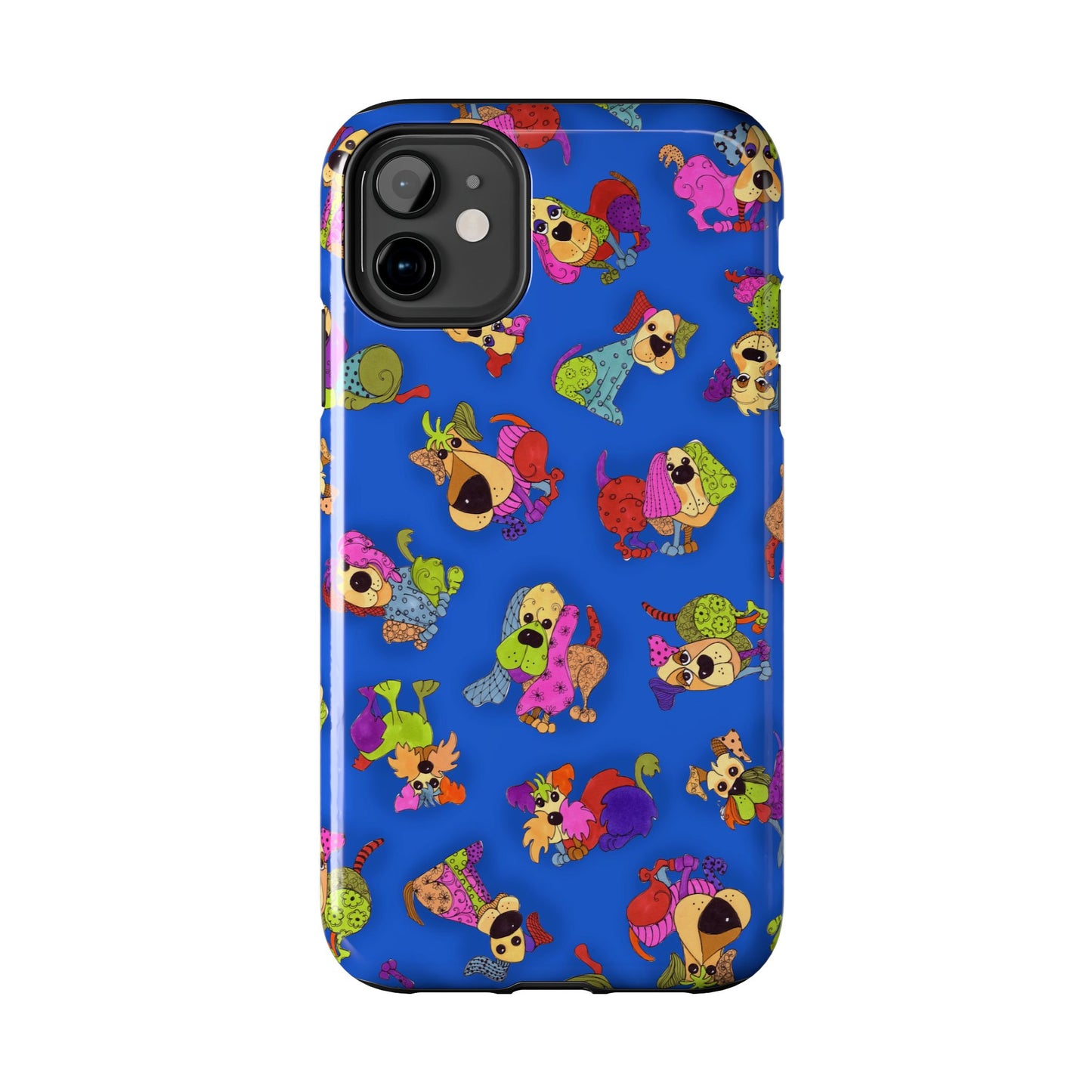 Tossed Happy Dogs Blue Phone Case