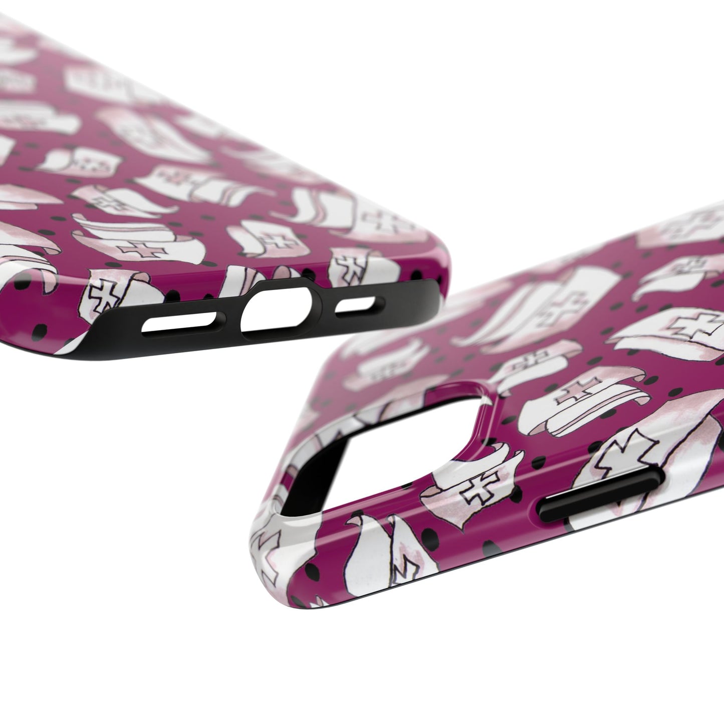 Med Hats Burgundy / Black Phone Case