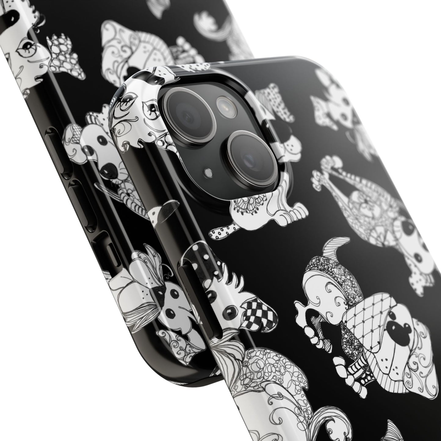 Doodle Dogs Black Phone Case