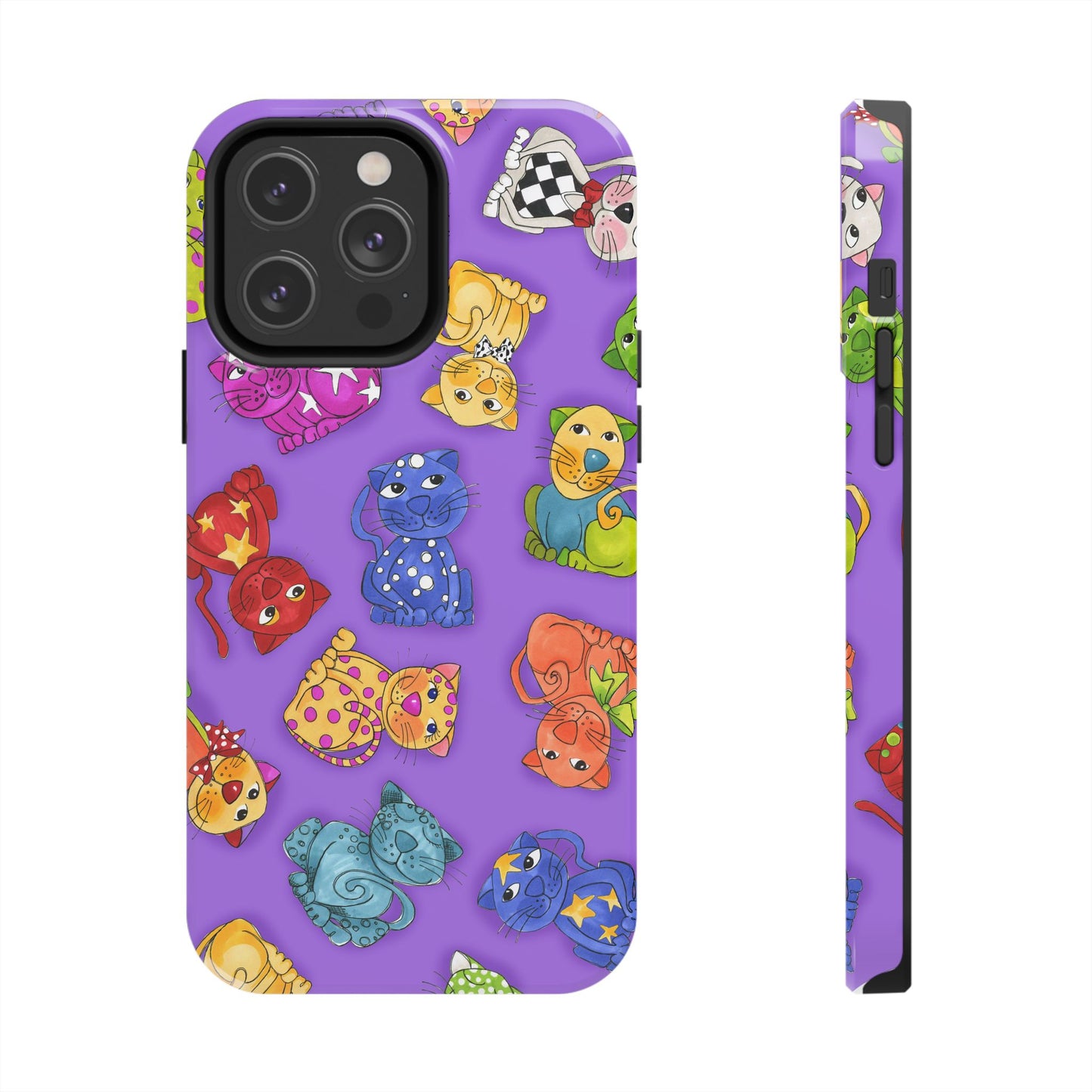 Tossed Happy Cats Purple Phone Case
