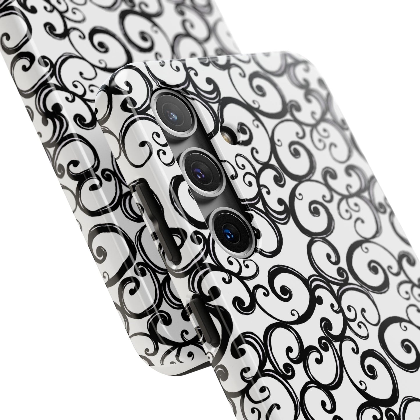 Curls White / Black Phone Case