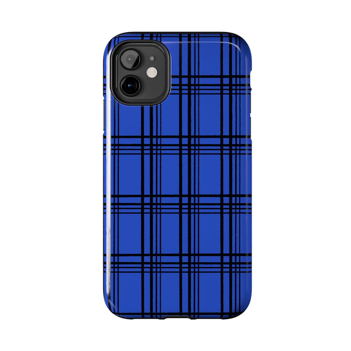 Glad Plaid Blue / Black Phone Case