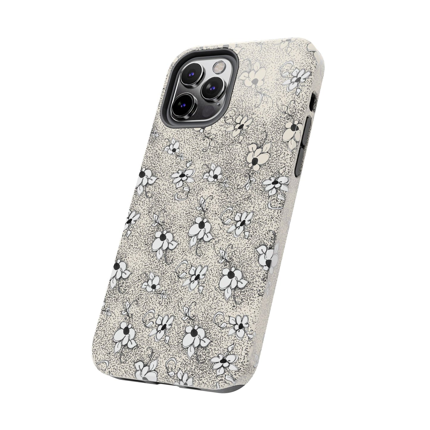 Daisy Flecks Ivory / Black Phone Case