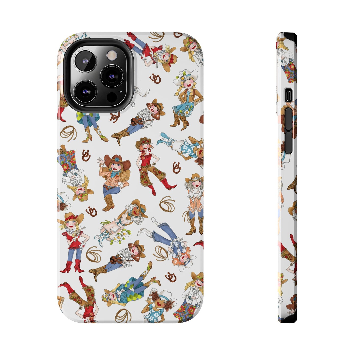 Tossed Cowgirls White Phone Case
