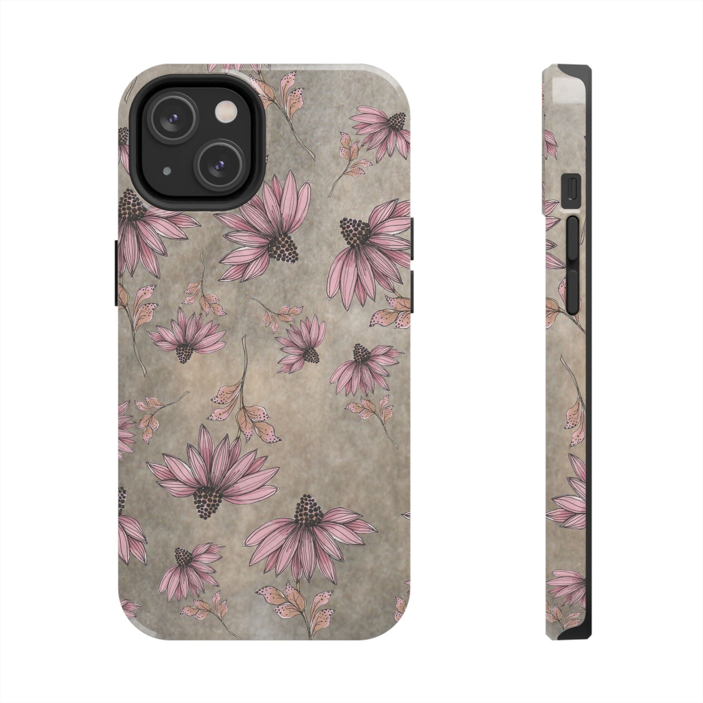 Wild Cone Flowers Taupe Marble Phone Case