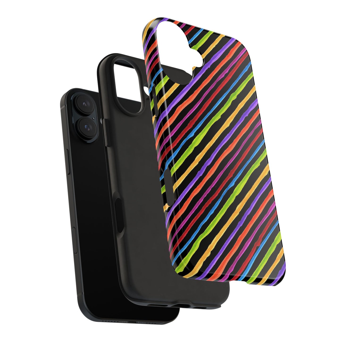 Quirky Bias Stripe Black Phone Case