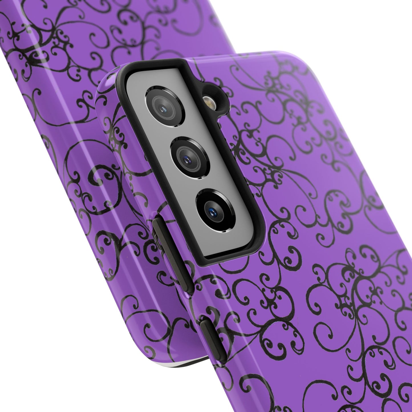 Elegant Scroll Purple / Black Phone Case