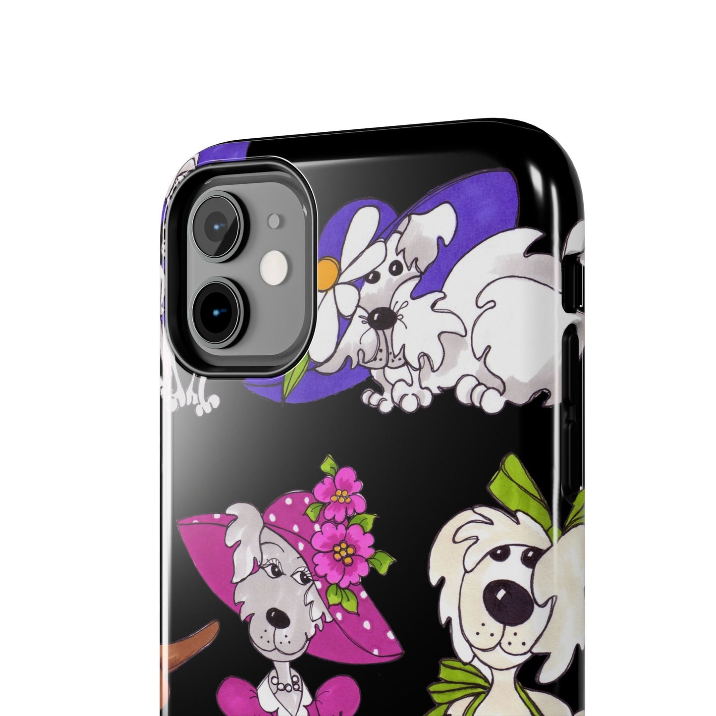 Fancy Dog Line Up Black Phone Case