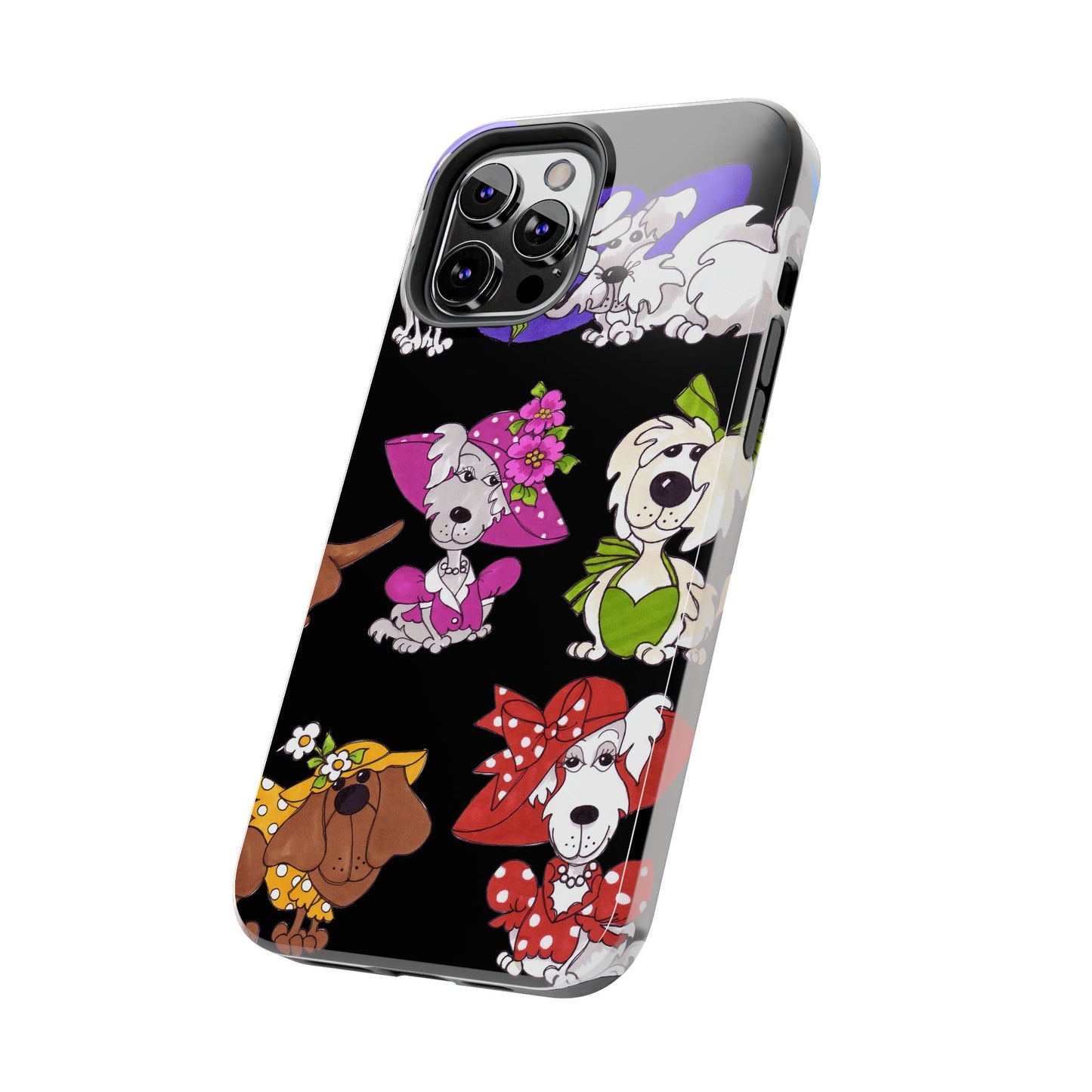 Fancy Dog Line Up Black Phone Case