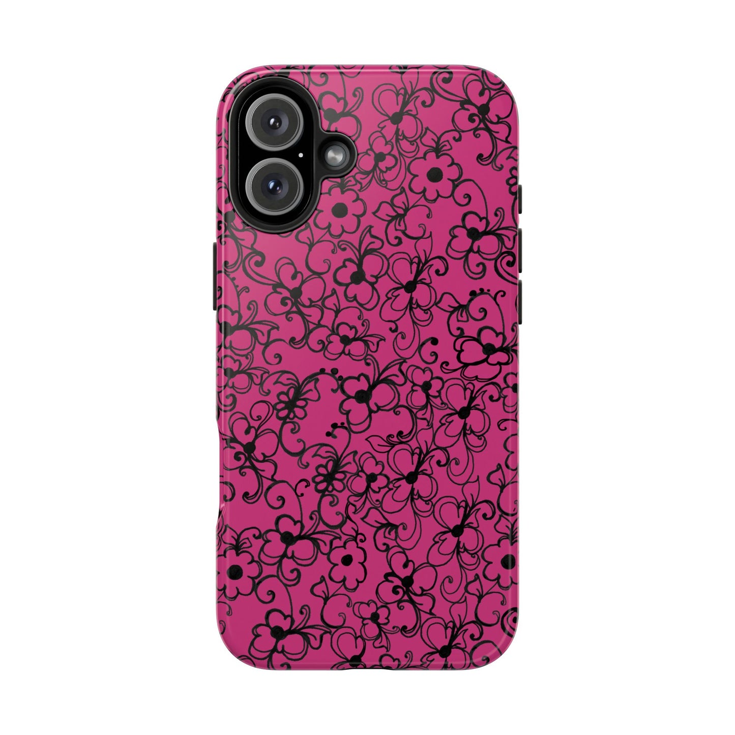 Daisy Jungle Pink / Black Phone Case
