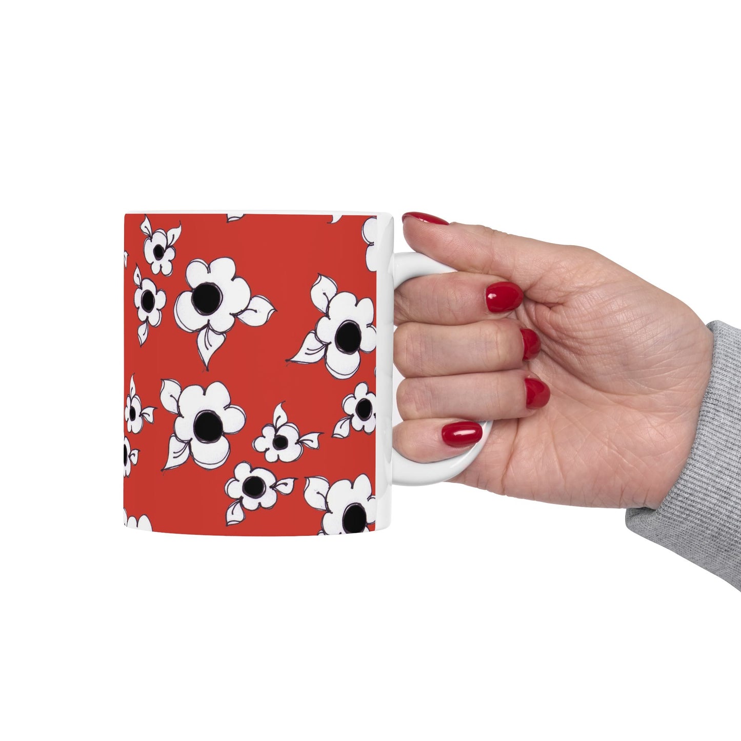 Daisy Cluster Red / White Cup