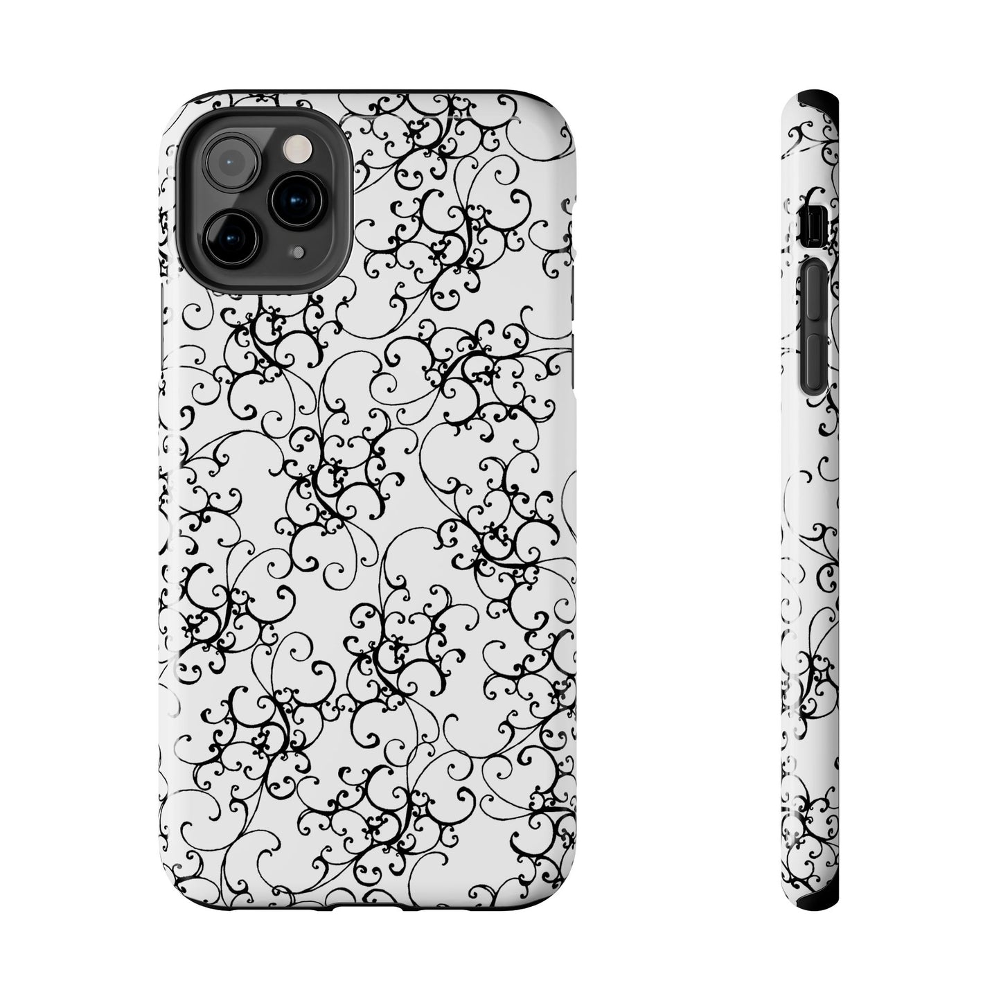 Elegant Scroll White / Black Phone Case