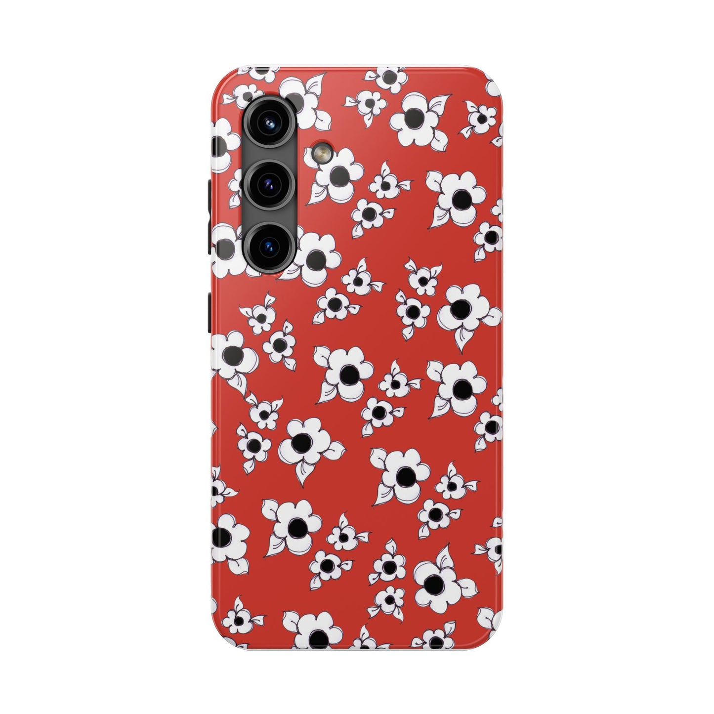 Daisy Cluster Red / Black Phone Case