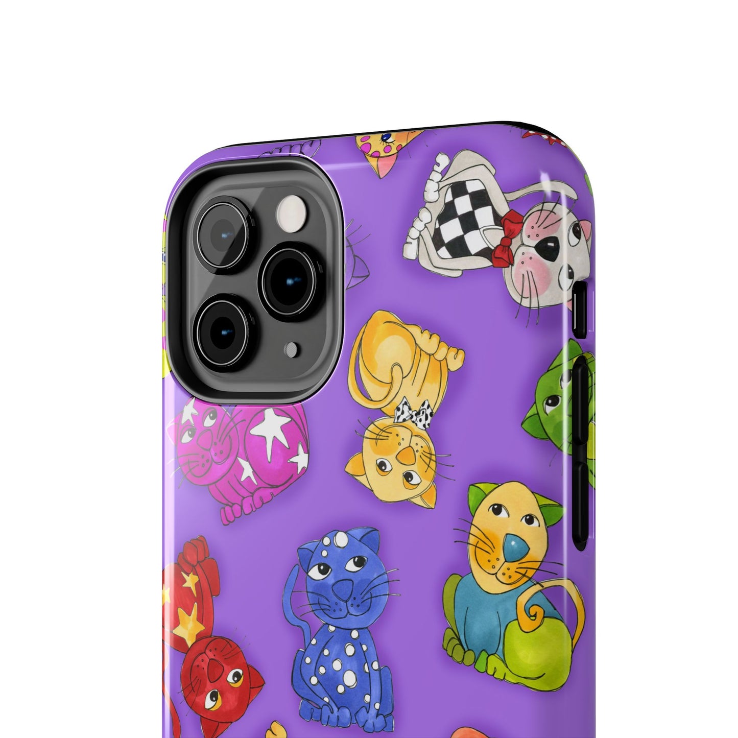 Tossed Happy Cats Purple Phone Case