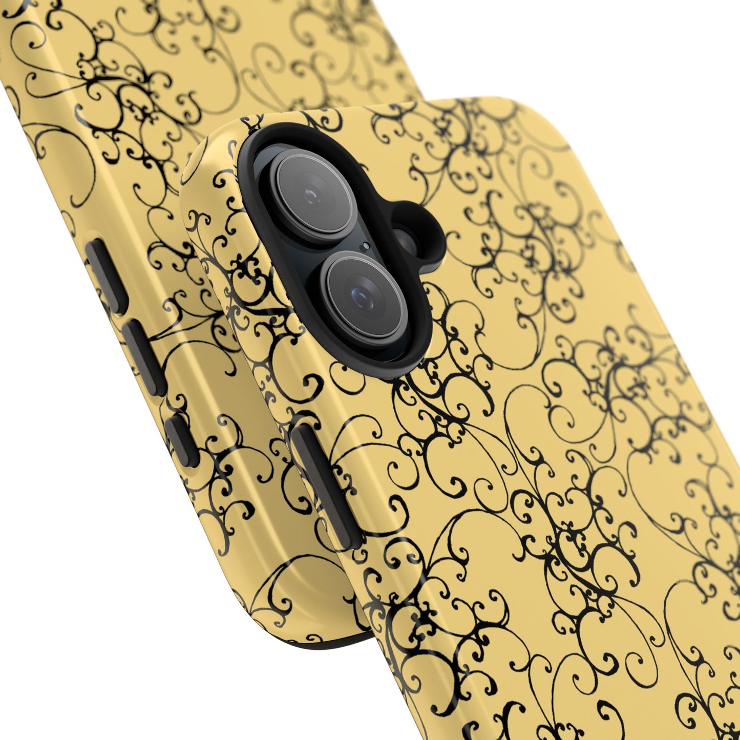 Elegant Scroll Yellow / Black Phone Case