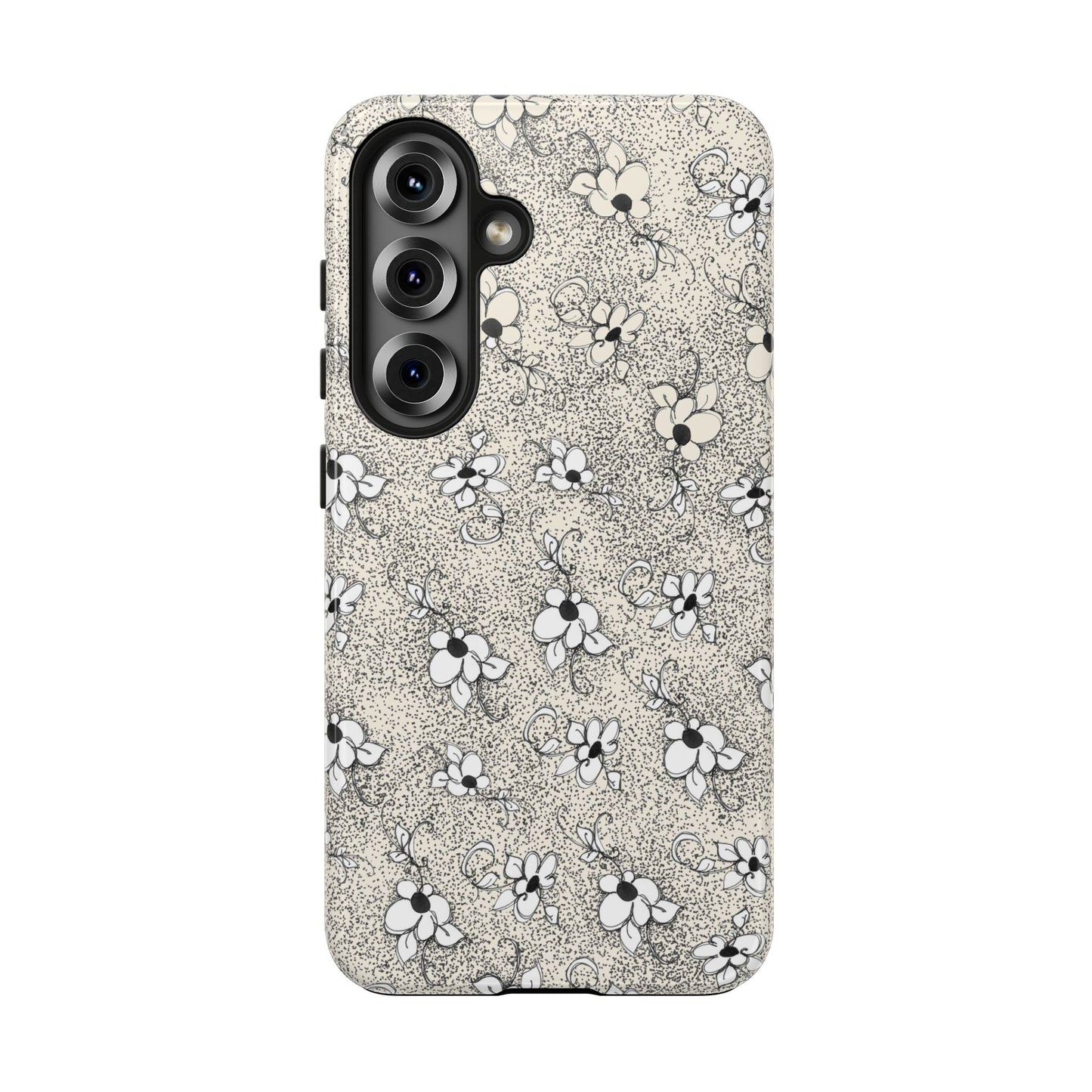 Daisy Flecks Ivory / Black Phone Case