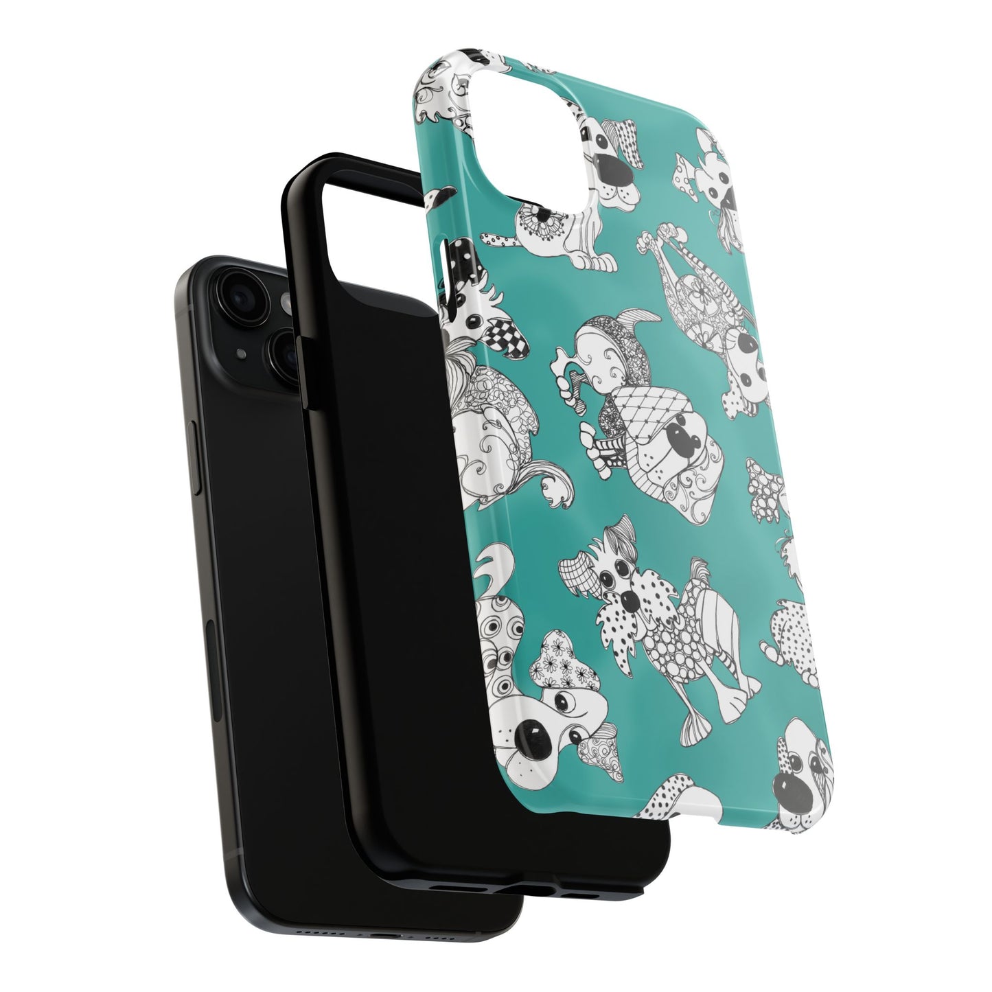 Doodle Dogs Turquoise Phone Case