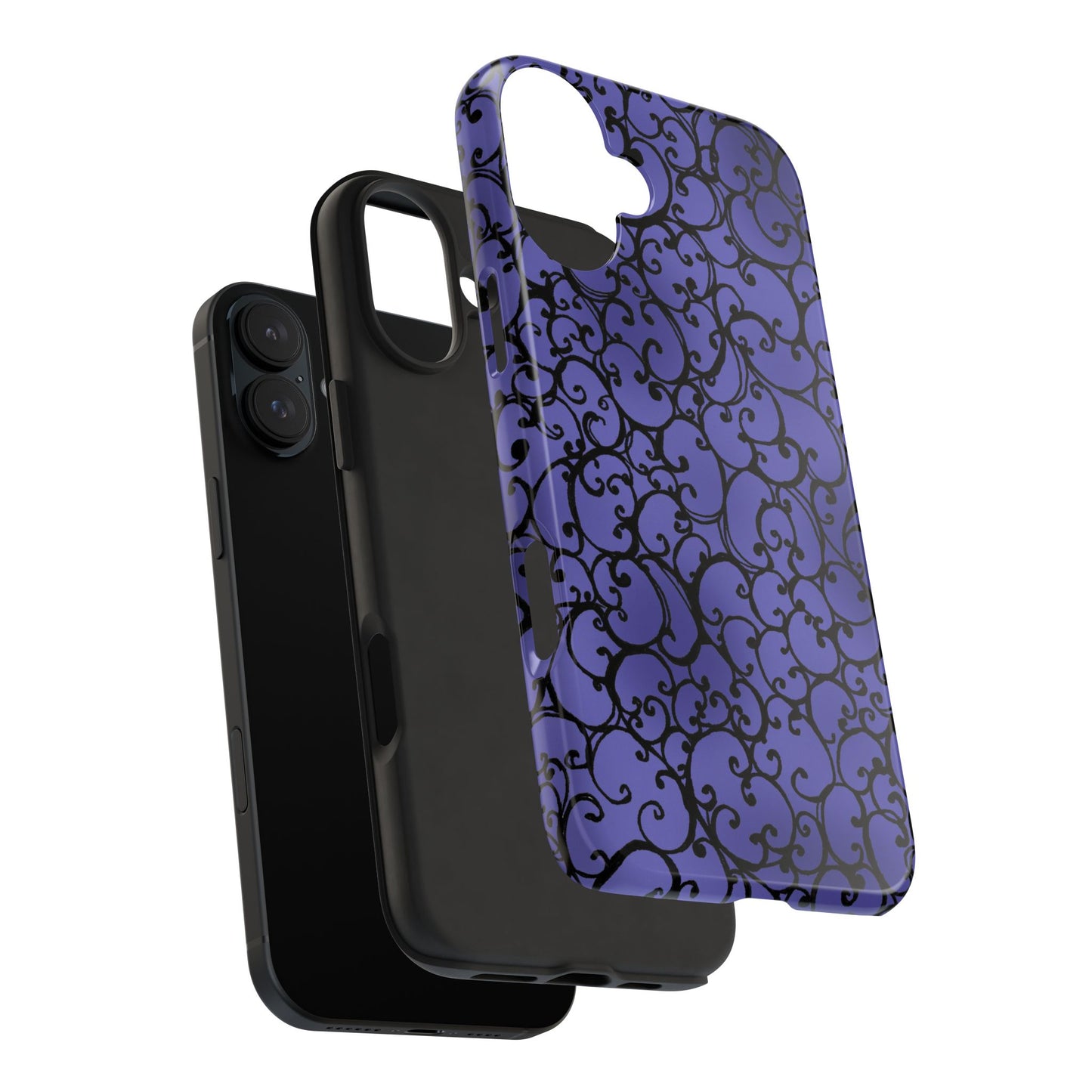 Scrollie Violet / Black Phone Case