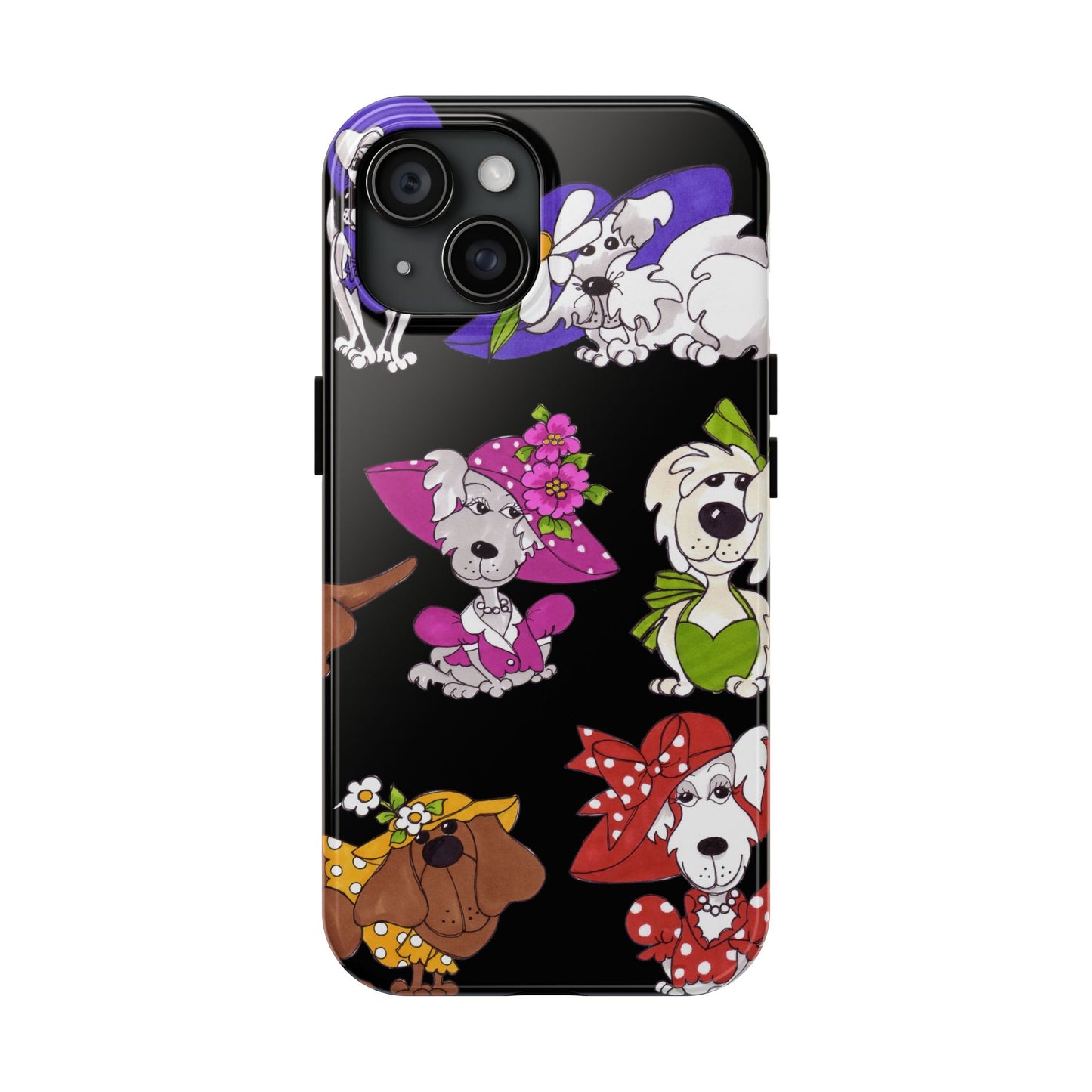 Fancy Dog Line Up Black Phone Case