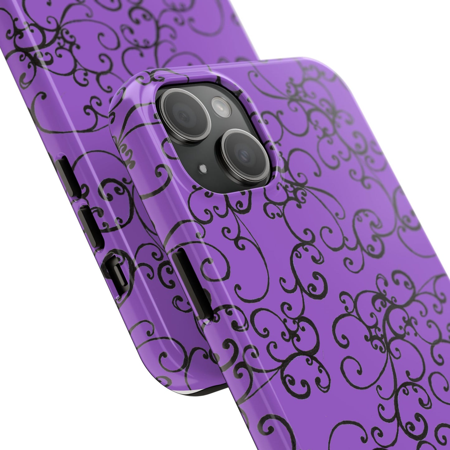 Elegant Scroll Purple / Black Phone Case