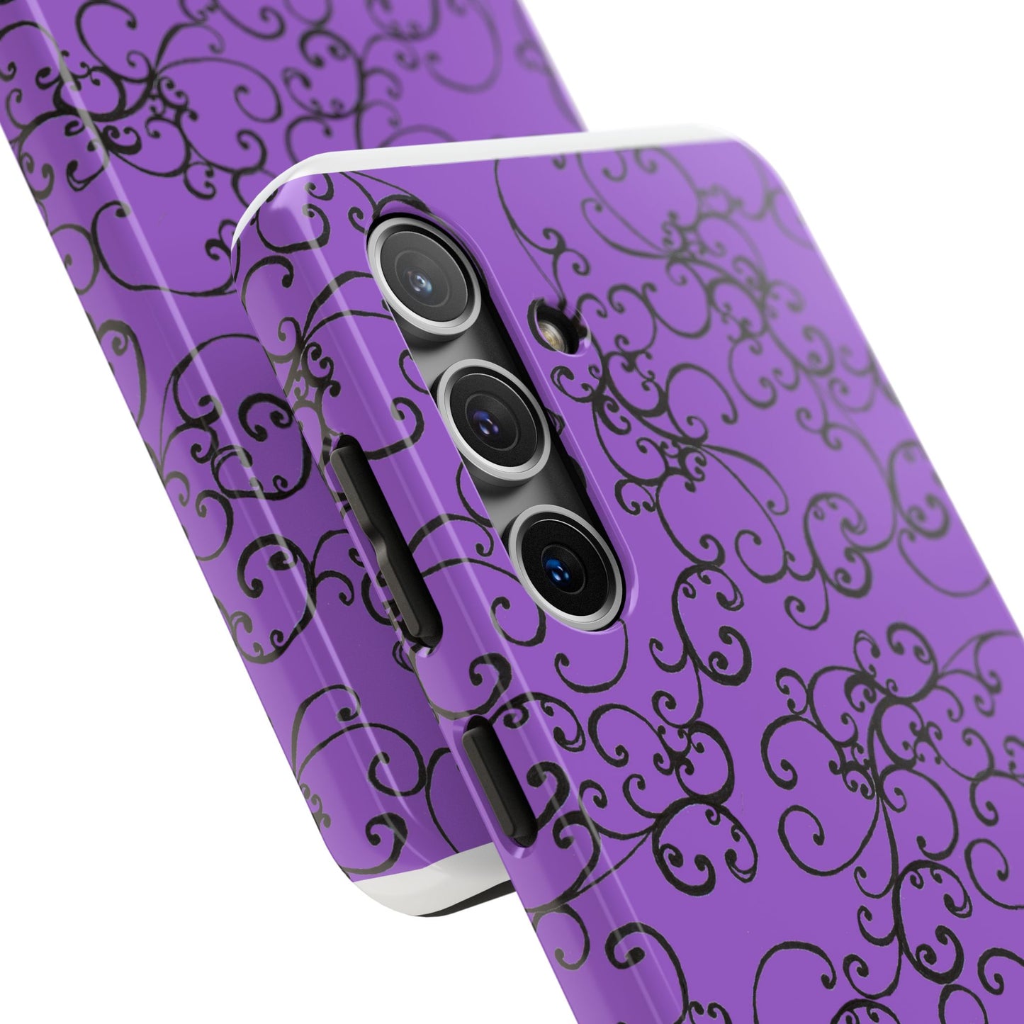Elegant Scroll Purple / Black Phone Case