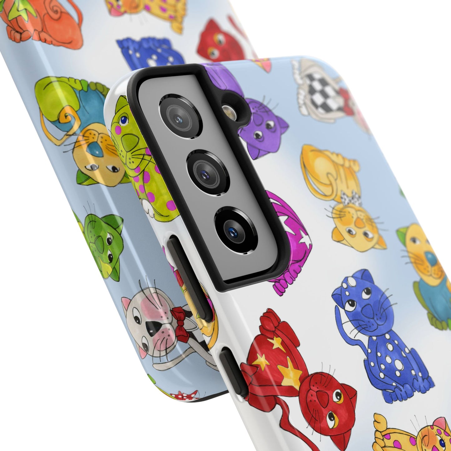 Tossed Happy Cats Blue Sky Phone Case